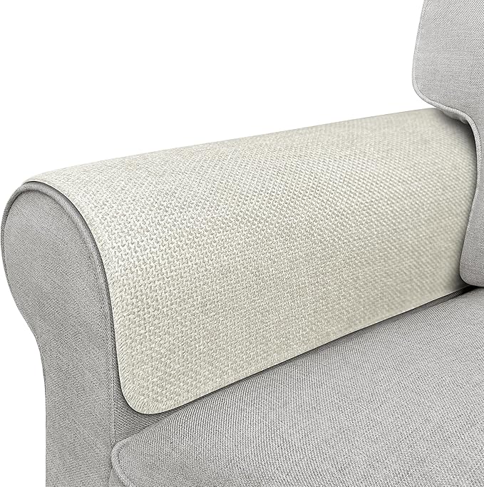 Couch Arm Covers, Waterproof Armrest Cover for Sofa, Armchair, Loveseat, Non-Slip Recliner Arm Cover, Sofa Arm Covers, Headrest Covers, Arm Chair Covers Set of 2 (Cream White, 28"×24")