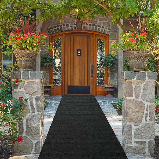 Nisorpa Carpet Runner, 4 x 16.4FT Indoor Outdoor Floor Mat with Non-Slip TPE Rubber Backing Commercial Carpet Runner Hallways Area Rugs for Kitchen Balconies Living Room Dining Room (Dark Gray)