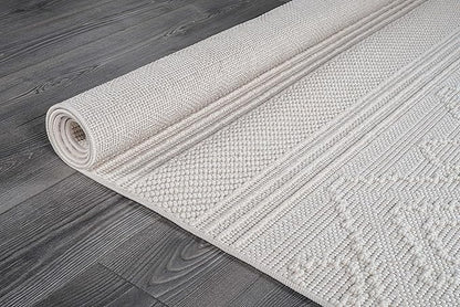 Beverly Rug Micro Loop Large Area Rug White 10x14 Modern Luxury Boho Geometric Durable Indoor Area Rugs for Living Dining Room Office Stain Resistant Non Shedding Casual Indoor Carpet White 10 x 14