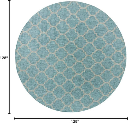 Unique Loom Outdoor Trellis Collection Area Rug - Trellis (Round 10' 8" x 10' 8", Aquamarine/ Gray)