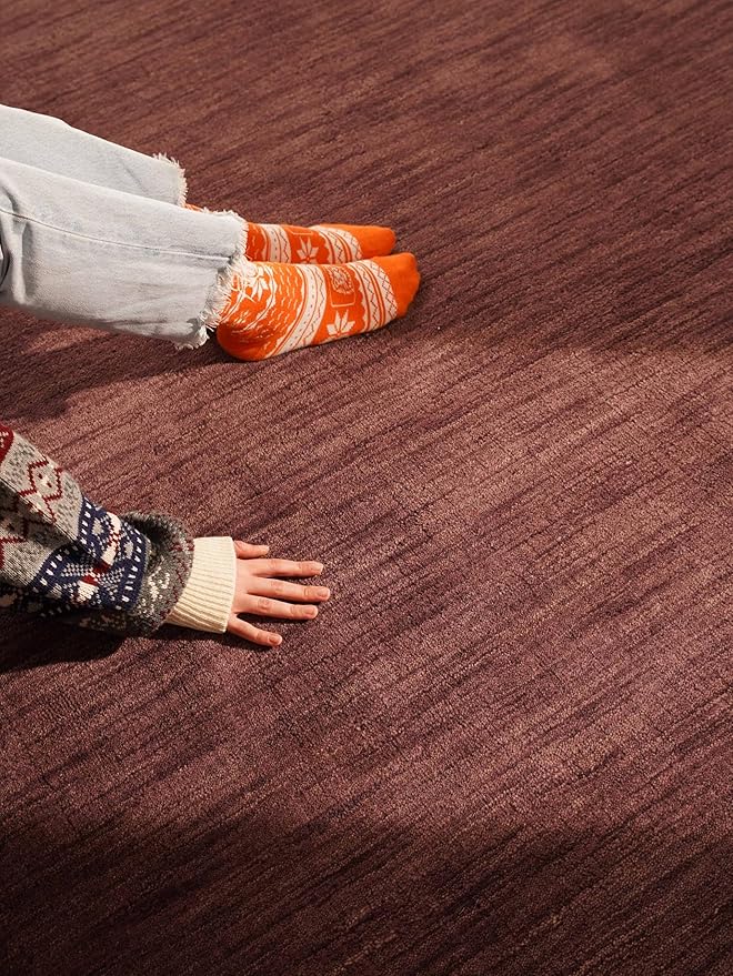 Rugsotic Carpets Hand Knotted Gabbeh Wool 10'x13' Area Rug Solid Purple L00111