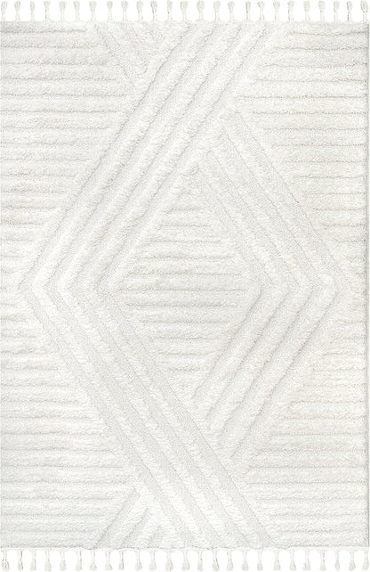 Nuloom Risette Ivory, 9' x 12', Geometric, Soft and Textured, High Traffic, Stain Resistant, Easy Clean, Durable Area Rug for Bedroom, Living Room, Dining Space, Den, Foyer, Entryway