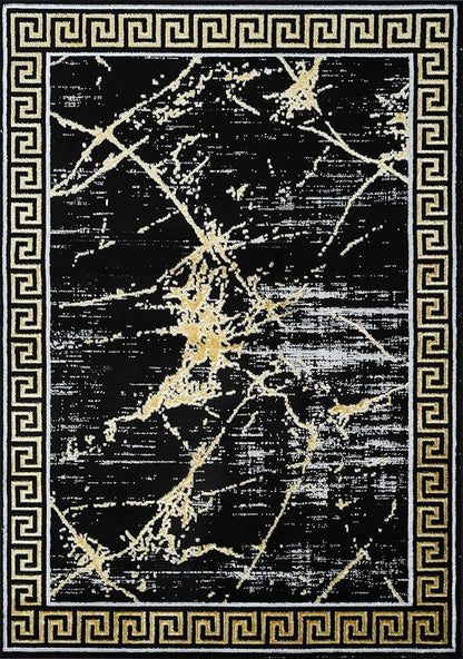 GLORY RUGS Area Rugs Marble 8x10 Black Gold Carpet Modern Abstract Rug Living Room Dining Bedroom Rug