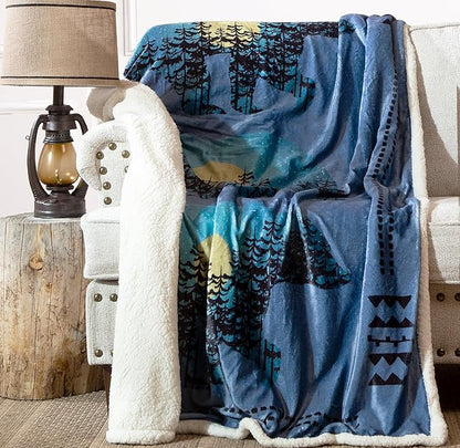 CARSTENS, INC. Ultra Premium Super Soft Plush Sherpa Fleece Oversized Throw Blanket 54" x 68", Three Bears