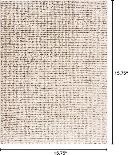 Hauteloom Keita Contemporary Mosaic Area Rug - High Pile Fluffy Soft Shag Carpet for Living Room, Bedroom - Cream, Brown - 18" x 18" Sample
