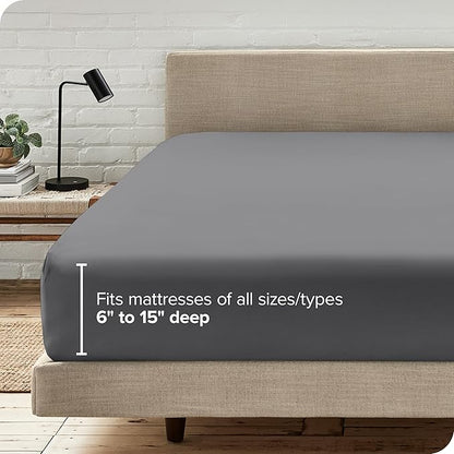 Bare Home Fitted Bottom Sheet Hospital Size - Premium 1800 Microfiber - Ultra-Soft Hotel Luxury - Deep Pocket - Durable and Long Lasting (Hospital, Grey)