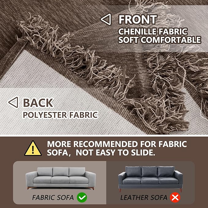 MEETSKY Washable Sofa Covers Couch Cover Loveseat Sofa Slipcover for Reclining Couch 2 Seat，Soft Throws Cover Home Decorative for Living Room, 71" x 102",Dark Chocolate