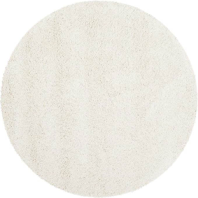 SAFAVIEH Milan Shag Collection Area Rug - 10' Round, Ivory, Solid Design, Non-Shedding & Easy Care, 2-inch Thick Ideal for High Traffic Areas in Living Room, Bedroom (SG180-1212)