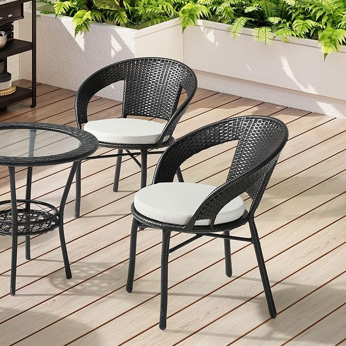 WestinTrends Solace Outdoor Patio Kitchen Dining Chair Round Seat Cushions Set of 4, 16 x 16, White