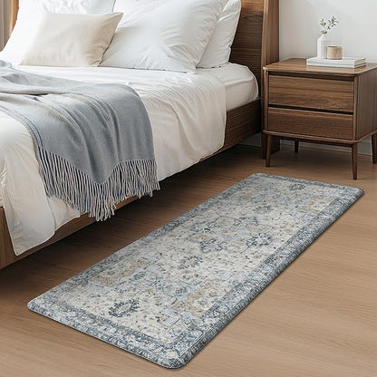 GENIMO Kitchen Mats for Floor 2PCs, Washable Anti Fatigue Mat for Cushioned, 20"x48"+20"x32", Waterproof Kitchen Rugs, Non Slip Comfort Standing Mat Rug for Home, Sink, Laundry, Light Blue
