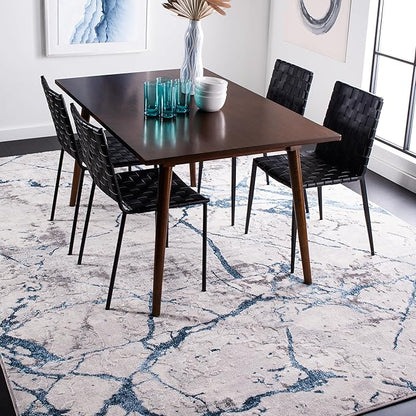 SAFAVIEH Amelia Collection Area Rug - 9' x 12', Grey & Blue, Modern Abstract Design, Non-Shedding & Easy Care, Ideal for High Traffic Areas in Living Room, Bedroom (ALA293F)