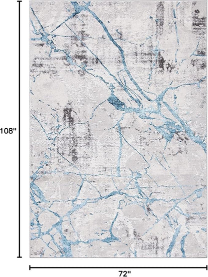 SAFAVIEH Amelia Collection Area Rug - 6' x 9', Grey & Blue, Modern Abstract Design, Non-Shedding & Easy Care, Ideal for High Traffic Areas in Living Room, Bedroom (ALA293F)