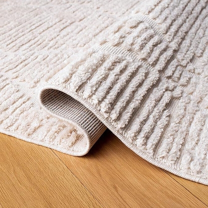 SAFAVIEH Marrakesh Collection Area Rug - 3' Square, Beige, Moroccan Boho Tribal Tassel Design, Non-Shedding & Easy Care, Ideal for High Traffic Areas in Living Room, Bedroom (MRK517C)