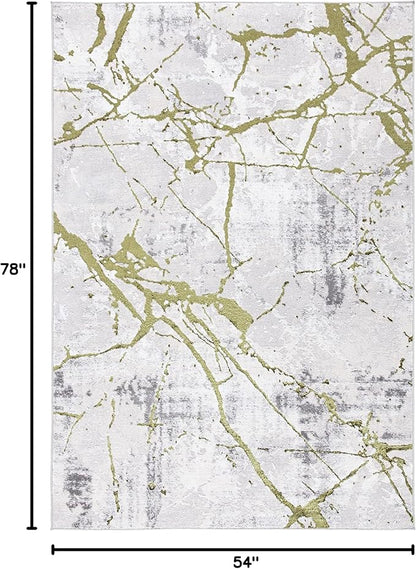SAFAVIEH Amelia Collection Accent Rug - 4'5" x 6'5", Grey & Green, Modern Abstract Design, Non-Shedding & Easy Care, Ideal for High Traffic Areas in Entryway, Living Room, Bedroom (ALA293J)