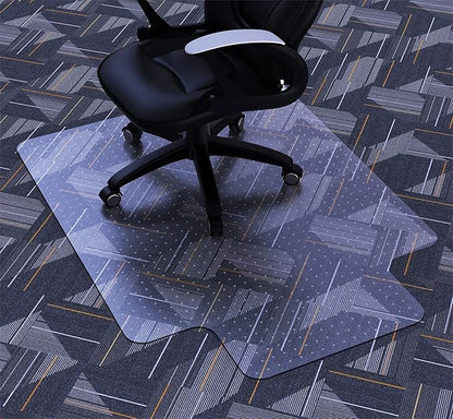 Amyracel Clear Chair Mat for Low Pile Carpet, 53'' x 45'' Thick Computer Desk Chair Mat for Carpeted Floors, Easy Glide Plastic Floor Mat for Office Chair on Carpet Protection (45'' x 53'' with Lip)