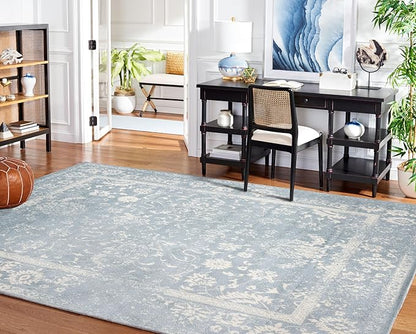 SAFAVIEH Area Rug 10x14 - Adirondack Collection - Large - Slate & Ivory, Distressed Vintage Floral Design, Non-Shedding & Easy to Clean, Ideal for Living Room, Bedroom, Dining Space (ADR109T)