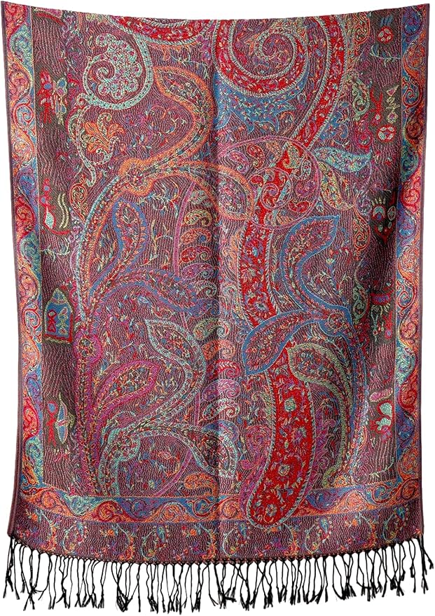 Achillea Big Paisley Pashmina Shawl Wrap for Women – Elegant Scarf for Weddings, Evening Dresses, Festivals & Daily Wear