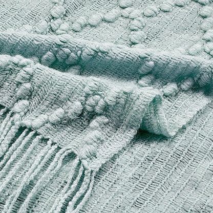 BOURINA Aqua Throw Blanket 50 x70 Inches Jacquard Argyle Throw Textured Solid Soft Throws and Blankets for Sofa or Bed Knitted Decorative Blanket