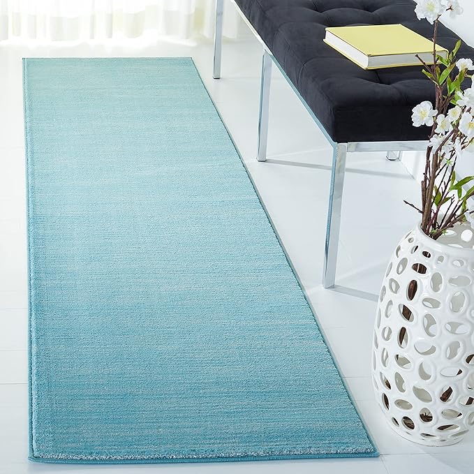 SAFAVIEH Vision Collection Runner Rug - 2'2" x 8', Aqua, Modern Ombre Design, Non-Shedding & Easy to Clean, Ideal for Entryway, Foyer, Bedroom, Hallway (VSN606B)