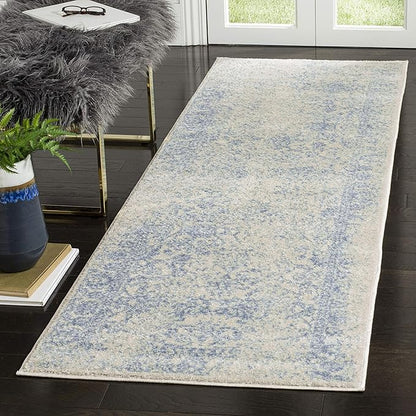 SAFAVIEH Adirondack Collection Runner Rug - 2'6" x 18', Ivory & Light Blue, Distressed Design, Non-Shedding & Easy to Clean, Ideal for Hallway, Foyer, Entryway, Bedroom (ADR109L)