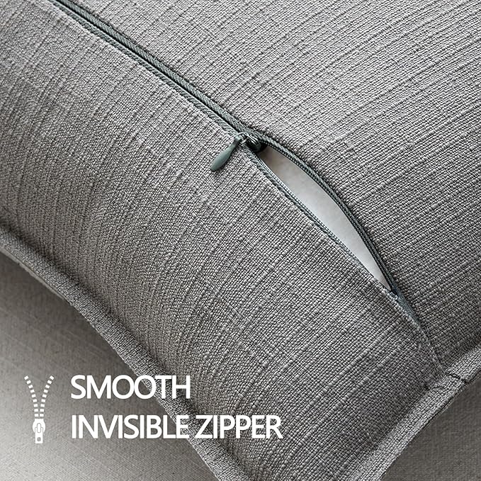 MIULEE Decorative Pillow Covers 20x20, 2 Pack Boho Farmhouse Neutral Throw Pillows for Couch, Thick Textured Modern Linen Cushion Cases Sofa Bed Living Room Home Decor, Grey
