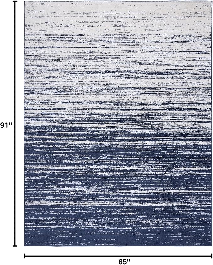 SAFAVIEH Adirondack Collection Area Rug - 5'5" x 7'7", Navy & Ivory, Modern Ombre Design, Non Shedding & Easy to Clean, Ideal for Living Room, Bedroom, Office, Dining Space (ADR113N)