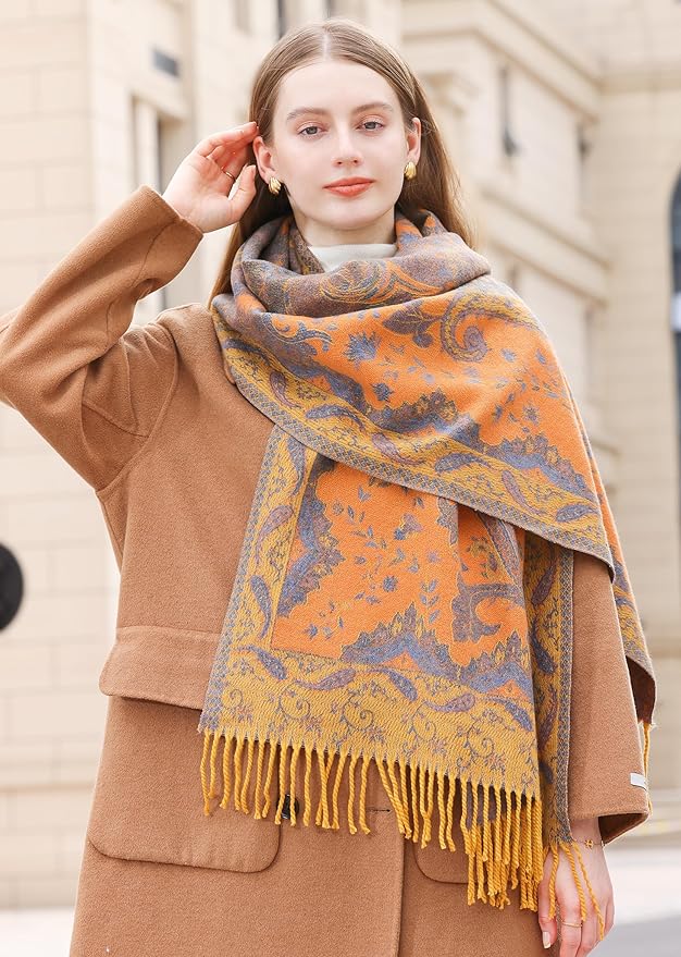Wander Agio Warm Fashion Scarf Long Shawl Large Blanket Winter Wraps Scarves for Women Cashmere Jacquard Vintage Paisley
