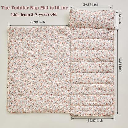 Toddler Nap Mat with Removable Pillow,Ultra Soft Slumber Bags for Girls,Kids Sleeping Bags with Roll Up Design, Perfect for Preschool,Daycare,Kindergarten