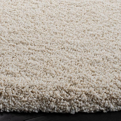 SAFAVIEH Milan Shag Collection Area Rug - 7' Round, Ivory, Solid Design, Non-Shedding & Easy Care, 2-inch Thick Ideal for High Traffic Areas in Living Room, Bedroom (SG180-1212)