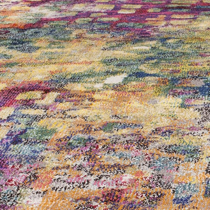 SAFAVIEH Monaco Collection Accent Rug - 4' x 5'7", Pink & Multi, Abstract Watercolor Design, Non-Shedding & Easy Care, Ideal for High Traffic Areas in Entryway, Living Room, Bedroom (MNC225D)