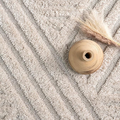 nuLOOM Risette Beige, 8'10" x 12', Geometric, Soft and Textured, High Traffic, Stain Resistant, Easy Clean, Durable Area Rug for Bedroom, Living Room, Dining Space, Den, Foyer, Entryway