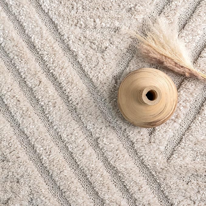 nuLOOM Risette Beige, 10' x 14', Geometric, Soft and Textured, High Traffic, Stain Resistant, Easy Clean, Durable Area Rug for Bedroom, Living Room, Dining Space, Den, Foyer, Entryway