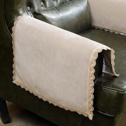 MINJIATEX Couch arm Covers,Non-Slip lace Sofa arm Covers Set of 2 Washable Sofa armrests Cover for Living Room Recliner Chair arm Cover Protectors for Leather armrest (YC-Khaki)