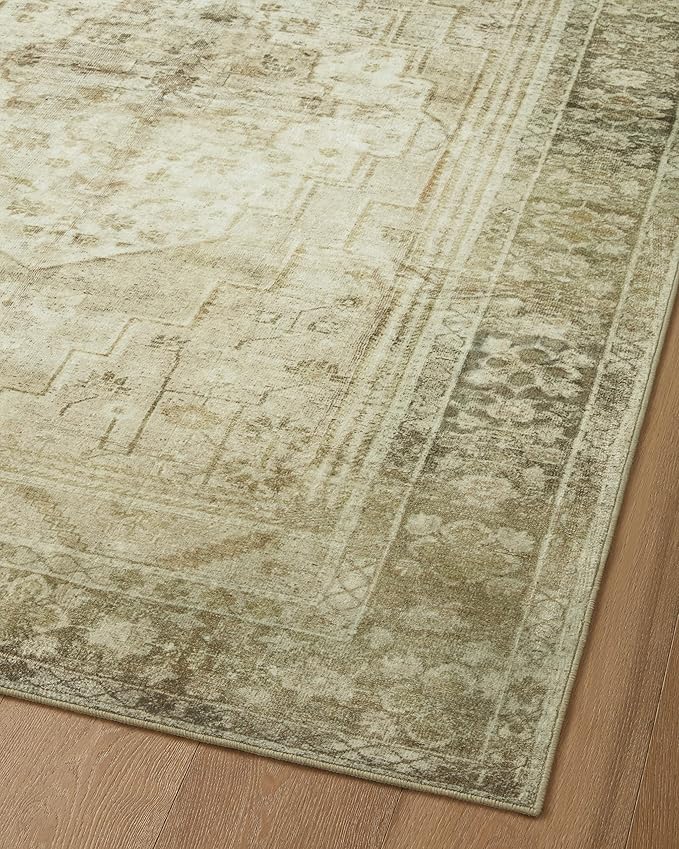 Loloi Magnolia Home by Joanna Gaines Banks Collection BAN-06 Natural/Granite 8'-6" x 11'-6", .13" Pile Height, Machine Washable, Area Rug