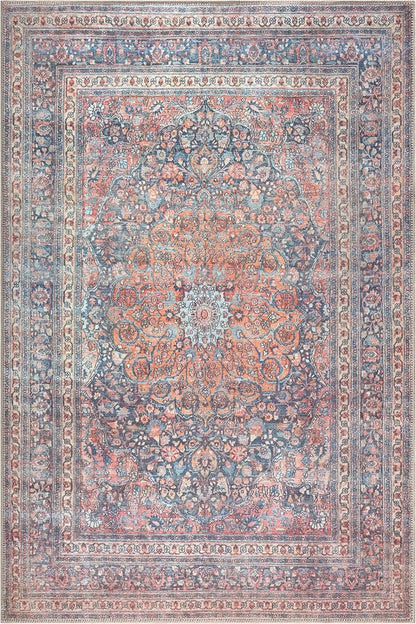 Bloom Rugs Washable Non-Slip 2' x 3' Rug - Multicolor Traditional Medallion Area Rug for Living Room, Bedroom, Dining Room, and Kitchen - Exact Size: 2' x 3'