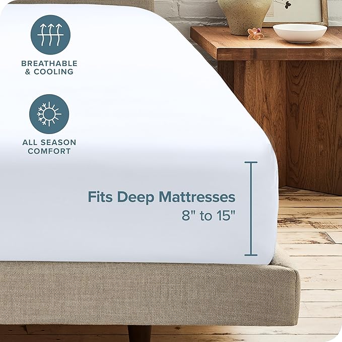 Bare Home 2-Pack Fitted Bottom Sheets Queen - Premium 1800 Ultra-Soft Wrinkle Resistant Microfiber - Deep Pocket (Queen, White)