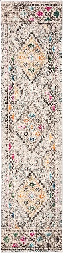 SAFAVIEH Madison Collection Runner Rug - 2'2" x 6', Grey & Yellow, Boho Diamond Distressed Design, Non-Shedding & Easy Care, Ideal for High Traffic Areas in Living Room, Bedroom (MAD418F)