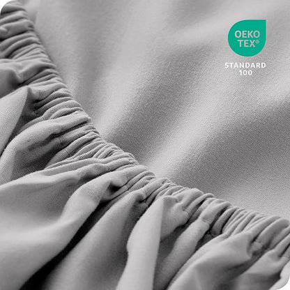 Bare Home 2-Pack Fitted Bottom Sheets Twin XL - Premium 1800 Ultra-Soft Wrinkle Resistant Microfiber - Deep Pocket (Twin XL, Light Grey)