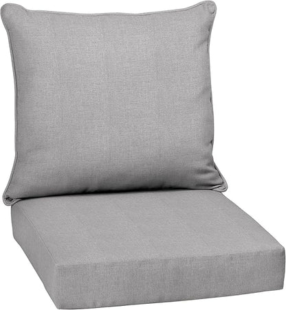 Arden Performance Outdoor Deep Seat Set, 24 x 24, Rain-Proof, Fade Resistant, Deep Seat Bottom and Back Cushion Light Grey Plain Weave Olefin