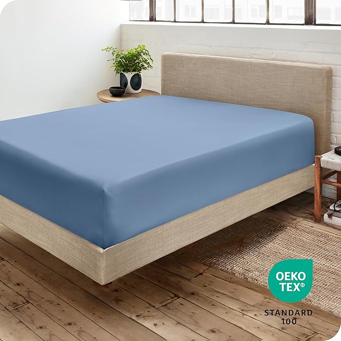 Bare Home Fitted Bottom Sheet Twin XL Size - Premium 1800 Microfiber - Ultra-Soft Hotel Luxury - Deep Pocket - Durable and Long Lasting (Twin XL, Coronet Blue)