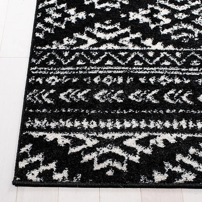 SAFAVIEH Tulum Collection Runner Rug - 2' x 11', Black & Ivory, Moroccan Boho Tribal Design, Non-Shedding & Easy to Clean, Ideal for Living Room, Hallway, Foyer, Entryway, Bedroom (TUL272Z)