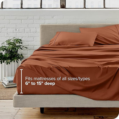 Bare Home Twin Sheet Set - 1800 Ultra-Soft Microfiber Twin Bed Sheets - Double Brushed - Deep Pockets - Easy Fit - Extra Soft - 3 Piece Set - Bedding Sheets & Pillowcases (Twin, Terracotta)