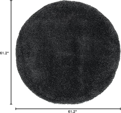 SAFAVIEH Milan Shag Collection 5'1" Round Dark Grey SG180 Solid Non-Shedding Living Room Bedroom Dining Room Entryway Plush 2-inch Thick Area Rug