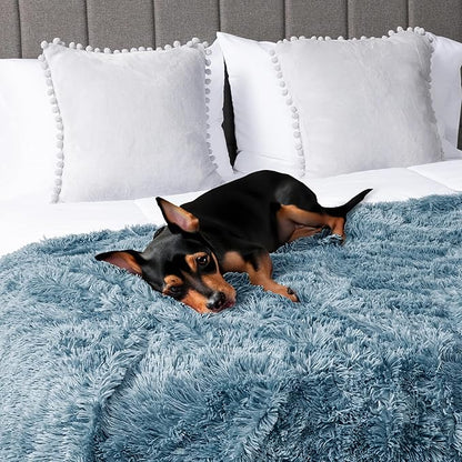 PetAmi Waterproof Dog Blanket for Small Medium Dogs, Calming Fleece Cat Blanket, Couch Protector Washable Sherpa Faux Fur Pet Throw for Puppy, Soft Reversible 29x40 Light Blue