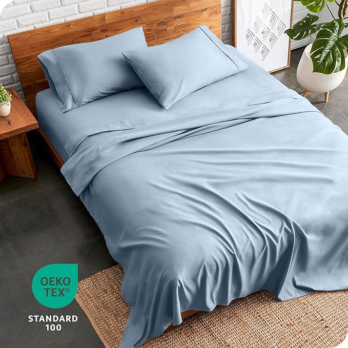 Bare Home Full Sheet Set - Luxury 1800 Ultra-Soft Microfiber Full Bed Sheets - Double Brushed - Deep Pockets - Easy Fit - 4 Piece Set - Bedding Sheets & Pillowcases (Full, Dusty Blue)