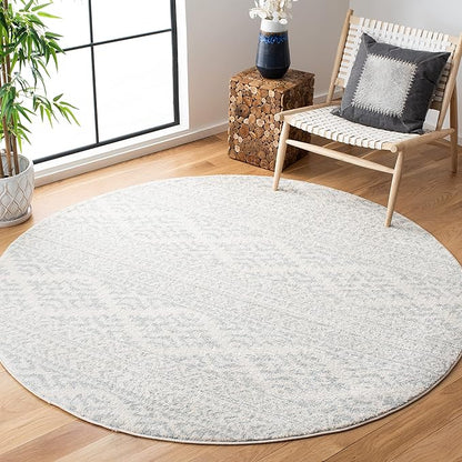 SAFAVIEH Tulum Collection Area Rug - 11' Round, Ivory & Light Grey, Moroccan Boho Tribal Design, Non-Shedding & Easy to Clean, Ideal for Living Room, Bedroom, Dining Space (TUL272G)