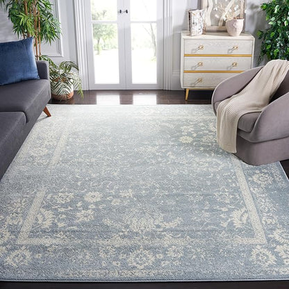 SAFAVIEH Area Rug 12x18 - Adirondack Collection - Large - Slate & Ivory, Distressed Vintage Floral Design, Non-Shedding & Easy to Clean, Ideal for Living Room, Bedroom, Dining Space (ADR109T)