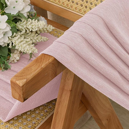 Simplebrand Blush Faux Linen Textured Semi Sheer Curtains 108 Inches Long 2 Panels for Living Room, Privacy Extra Long Light Filtering Farmhouse Thick Window Drapes for Large Window, 50 x 108 Inch