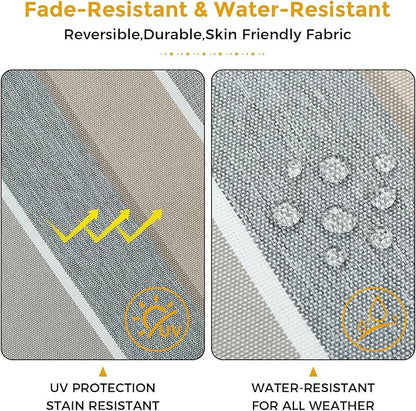 FUNHOME Outdoor Chair Cushions 19 x19 Inch,Water Resistant Tufted Seat Cushions 19",Reversible,Weather Resistant,Rounded Back Wicker Chair Cushion for Patio Garden Furniture(Gray Stripe)