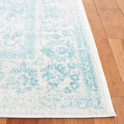 SAFAVIEH Adirondack Collection Runner Rug - 2'6" x 6', Ivory & Light Blue, Distressed Vintage Floral Design, Non-Shedding & Easy to Clean, Ideal for Hallway, Foyer, Entryway, Bedroom (ADR109L)